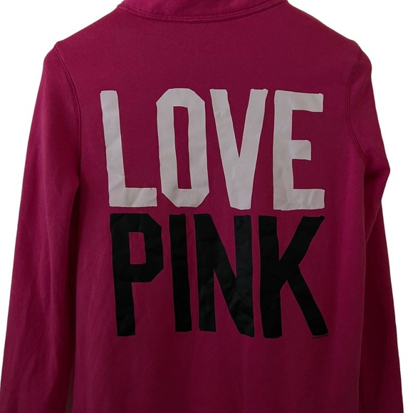 Victoria's Secret PINK Dog & Love Pink Back Logo 1/4 Zip Sweatshirt - Size SP - Picture 4 of 7